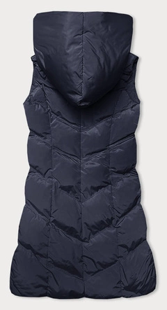 Kamizelka damska ze stójką i kapturem granatowa (23-011)