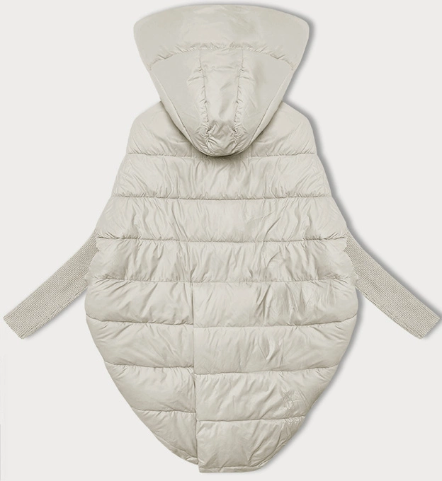 Oversizowa kurtka damska z dzianinowymi rękawami Way Mode ecru (MY0580)