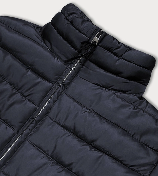 KURTKA DAMSKA Z FUTRZANYM SZALIKIEM GRANATOWA (1587)