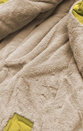 Ciepła kurtka zimowa damska cytrynowo-beżowa (w559)