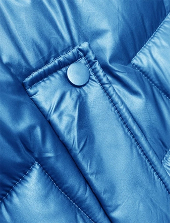 Bezrękawnik damski z kapturem niebieski (B8171-13)