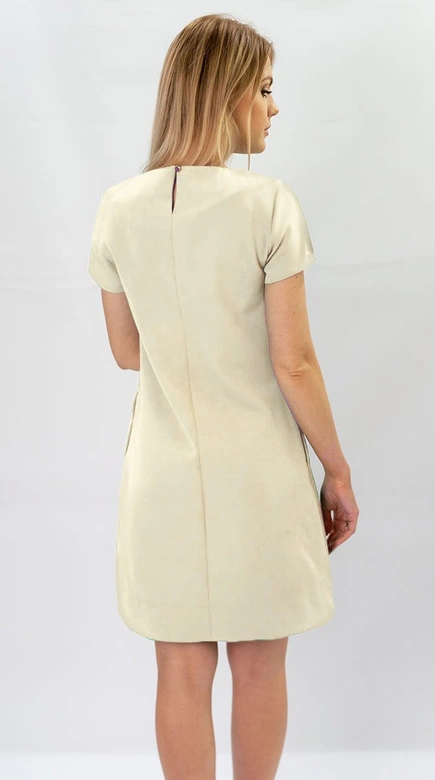 Trapezowa sukienka beżowa (435art)