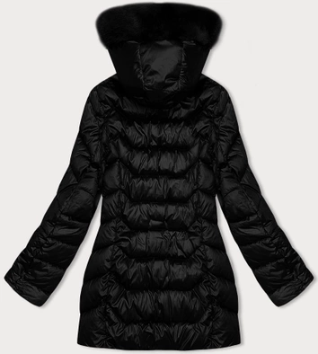 Pikowana damska kurtka z kapturem czarna S'west (B8169-1)