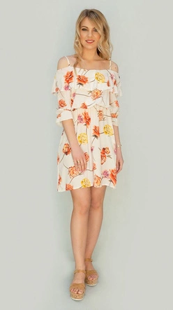 SUKIENKA HISZPANKA W KWIATY KREMOWA (356ART)