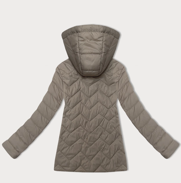 Lekka pikowana kurtka damska z kapturem J Style beżowa (16M9232-62)