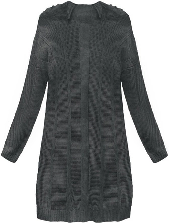 CIEPŁY SWETER Z FRĘDZLAMI CIEMNOSZARY (155ART)