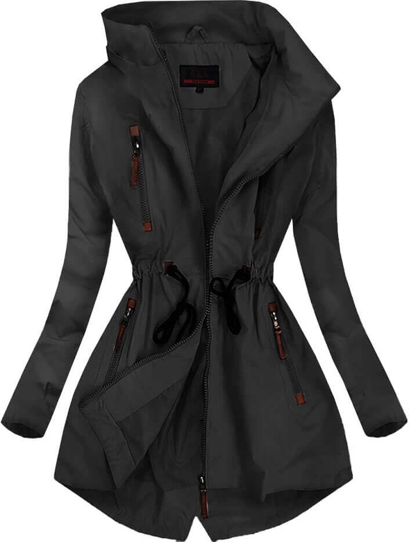KURTKA TYPU PARKA CZARNA (2028-1)