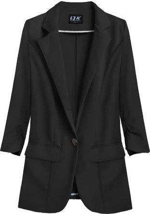 MARYNARKA Z MARSZCZONYMI RĘKAWAMI CZARNA (8192)