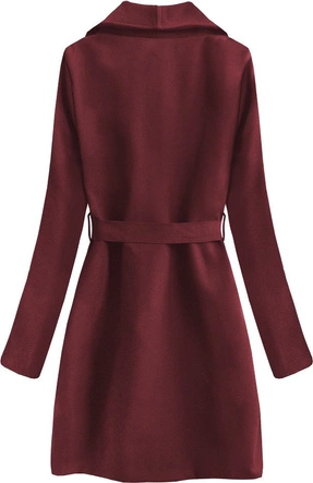 WIĄZANY PŁASZCZ Z KOŁNIERZEM BORDOWY (534/1ART)