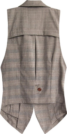 ELEGANCKA KAMIZELKA W KRATKĘ SZARO-BRĄZOWA (413ART)