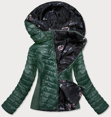 PIKOWANA KURTKA DWUSTRONNA DAMSKA BUTELKOWA ZIELEŃ (RQW-6843)