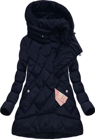 PIKOWANA KURTKA Z BROSZKĄ GRANATOWA (W600)