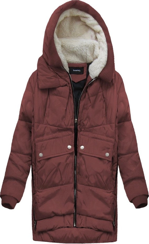 KURTKA Z PUCHEM NATURALNYM BORDOWA (6319pu)