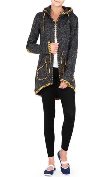 BLUZA Z KAPTUREM CZARNO-SZARA (LX2256)