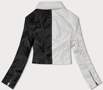 Dwukolorowa ramoneska z kieszeniami J Style czarny-ecru (11Z8108)