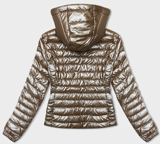 Pikowana kurtka damska z kapturem beżowa (16M9105-84)