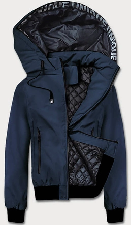 Sportowa kurtka męska z kapturem granatowa (5M3111-215)