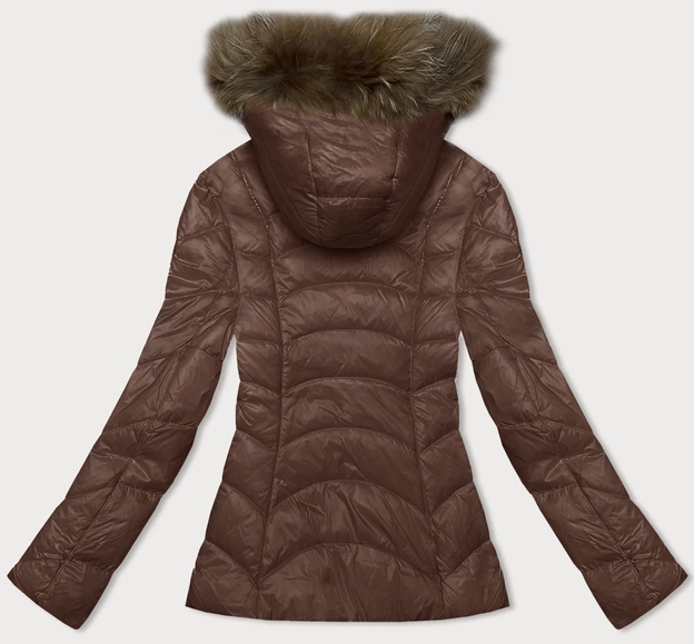 Przejściowa pikowana kurtka z kapturem damska Glakate camel (LU-2202)