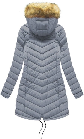 Dwustronna damska kurtka zimowa z kapturem granatowo-szara (w214big)