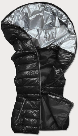 PIKOWANY BŁYSZCZĄCY BEZRĘKAWNIK DAMSKI CZARNY (B9766)