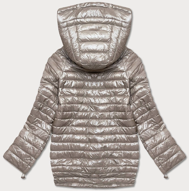 Asymetryczna kurtka damska z kapturem beżowa (pc-7510-62)