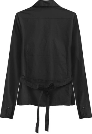 BAWEŁNIANA KOSZULA Z PASKIEM CZARNA (1017)