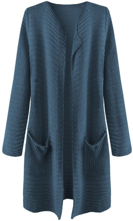 AŻUROWY KARDIGAN Z KIESZENIAMI CIEMNONIEBIESKI (227ART)