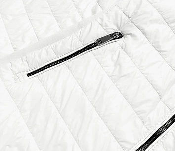 CIENKA KURTKA DAMSKA Z DZIANINOWYMI WSTAWKAMI ECRU (RQW-7013)