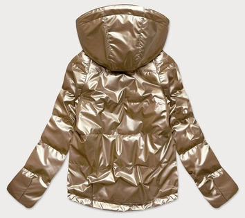 BŁYSZCZĄCA KURTKA DAMSKA OVERSIZE CAPPUCCINO (2021-06BIG)