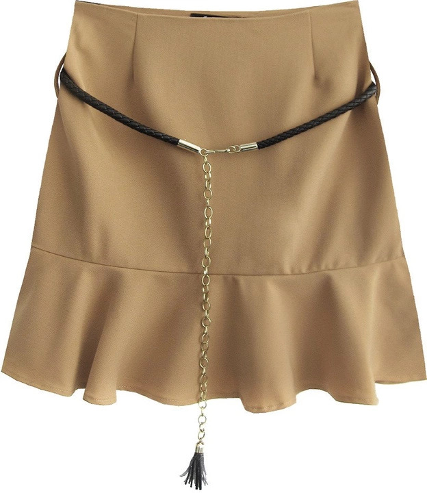 KRÓTKA SPÓDNICA Z FALBANĄ BEŻOWA (6158/1)