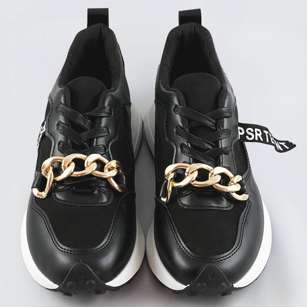 Buty sportowe z łańcuchem czarne (n-206)
