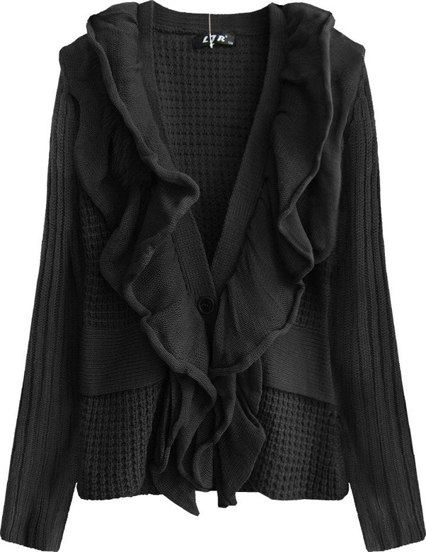 SWETER O GRUBYM SPLOCIE CZARNY (1619)