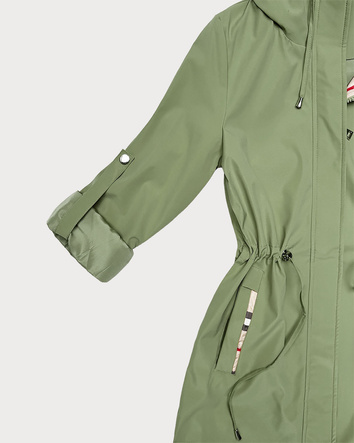 Damska kurtka z wykończeniem w kratkę Goodlookin khaki (KK60411-3#)