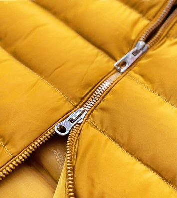 KAMIZELKA DAMSKA Z PUCHEM NATURALNYM ŻÓŁTA (6811)