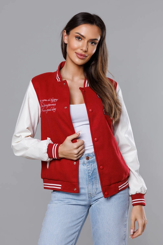 Kurtka damska bomber ciemnoczerwona (16M9067-270)