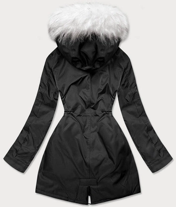 PARKA DAMSKA ZIMOWA Z FUTERKIEM CZARNY-BIAŁY (B532-1026)