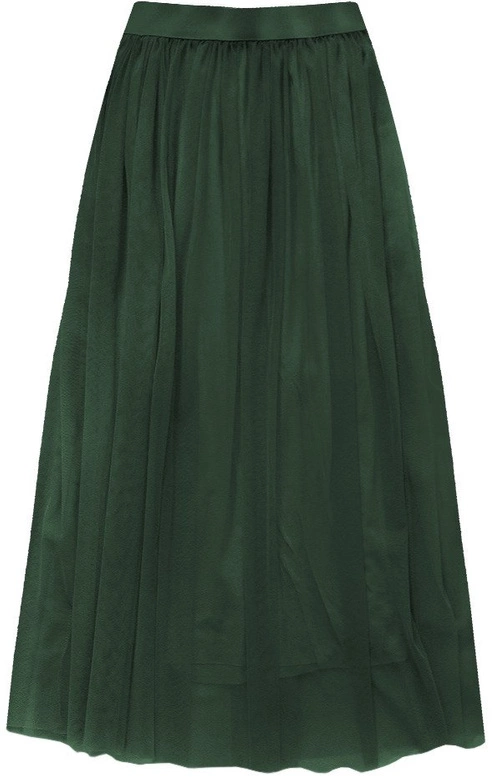 TIULOWA SPÓDNICA O DŁUGOŚCI MAXI CIEMNOZIELONA (149ART)