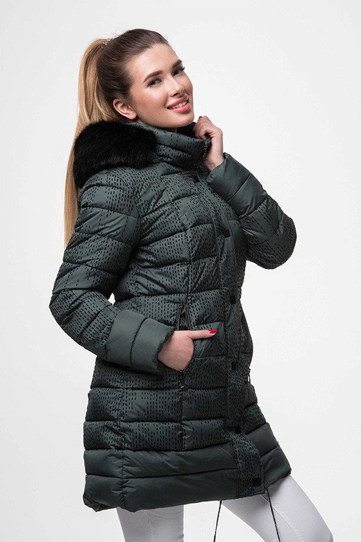 DAMSKA ZIMOWA PIKOWANA KURTKA Z KAPTUREM ZIELONA (J18-003)