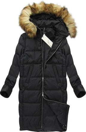 PŁASZCZ ZIMOWY Z PUCHEM NATURALNYM CZARNY (8066)