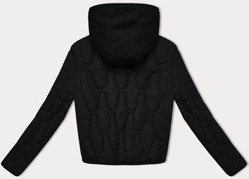 Krótka kurtka zimowa z ozdobnym kapturem S'west czarna (B8261-1)