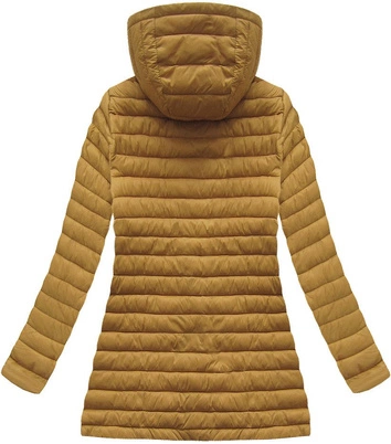 PIKOWANA KURTKA Z KAPTUREM MUSZTARDOWA (7473-PLUS)