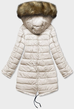 Dwustronna kurtka damska zimowa granatowo-beżowa (2M-21508)