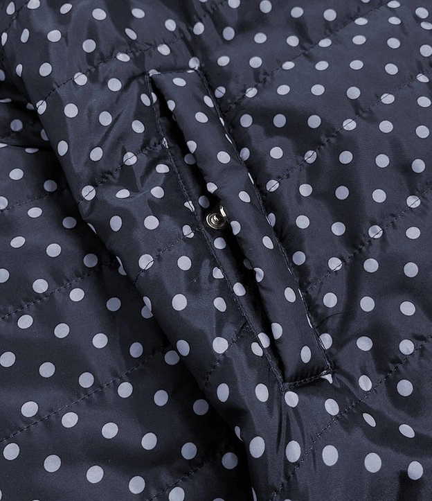 DWUSTRONNA KURTKA DAMSKA GROSZKI GRANATOWA (MM70)