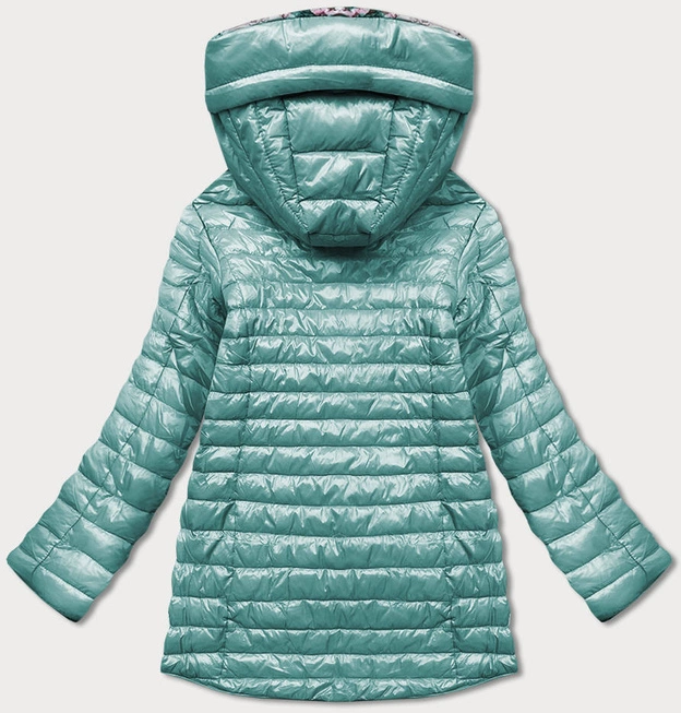 Dwustronna kurtka damska kwiaty miętowa (pc-7509-253)