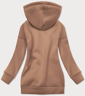 DŁUGA BAWEŁNIANA BLUZA DAMSKA Z KAPTUREM KARMELOWA (749ART)