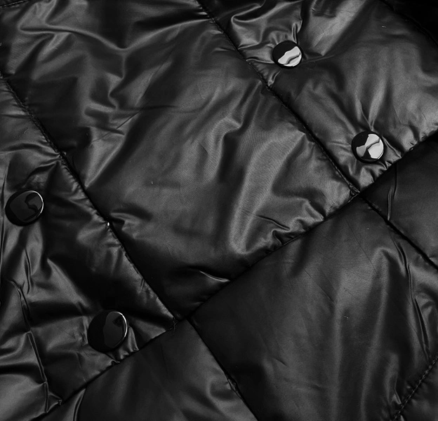 Dwustronna długa kurtka z kapturem czarna/oberżyna (P22-6638-1+1)