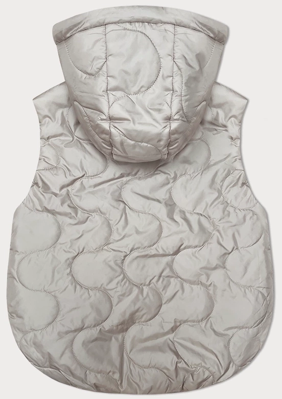 Krótki bezrękawnik damski z odpinanym kapturem BH Forever jasny beżowy (BH-2414)