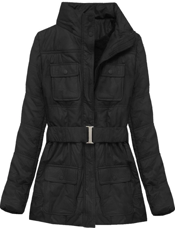 KURTKA Z EKOSKÓRY Z FUTERKIEM CZARNA (X6005X)