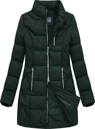 PIKOWANA KURTKA Z KAPTUREM BUTELKOWA ZIELEŃ (B2644)