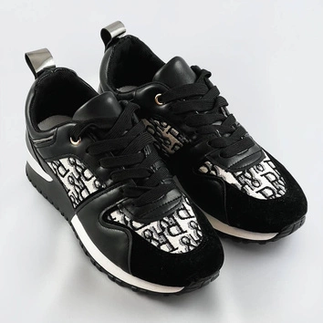 Damskie adidasy na podwyższonej podeszwie czarne (666-20)